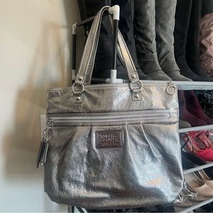 Coach Poppy Metallic Silver Handbag